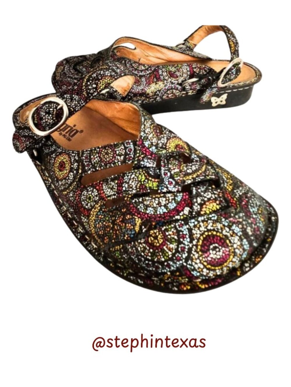 ALEGRIA Freesia FRE325 Sparkly Braided Slip-On Shoes Mules Women's Sz 7-7-1/2